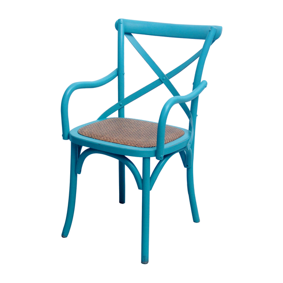 CHAIR DINING W ARM CROSSBACK TURQUOISE MQZ-208