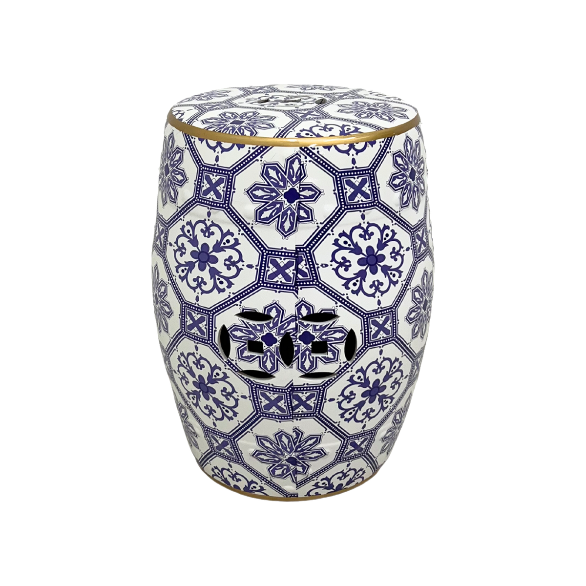 DRUM STOOL ETHNIC BLUE LIMS Legacy Singapore