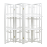 SCREEN LATTICE 4 PANELS W/ 2 SHELVING WHITE WASH