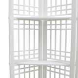 SCREEN LATTICE 4 PANELS W/ 2 SHELVING WHITE WASH