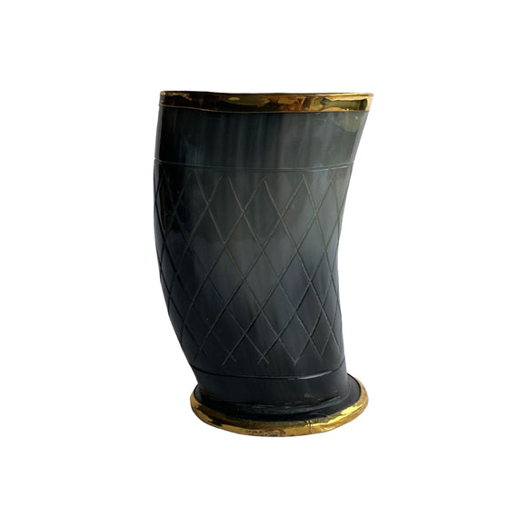 HORN GLASS WITH BRASS BEADING 6