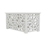 WHITE CARVED WOODEN COFFEE TABLE RECTANGLE