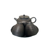IRON GLAZE PORCELAIN ROUND TEAPOT 4PC SET