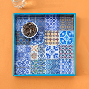 PERANAKAN TILES SAPPHIRE BLUE SQUARE TRAY