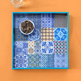 PERANAKAN TILES SAPPHIRE BLUE SQUARE TRAY