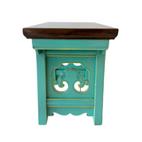 STOOL MING CARVED TURQUOISE MZ-35