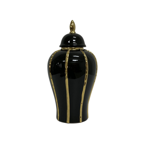 TEMPLE JAR BLACK GOLD STRIPS M