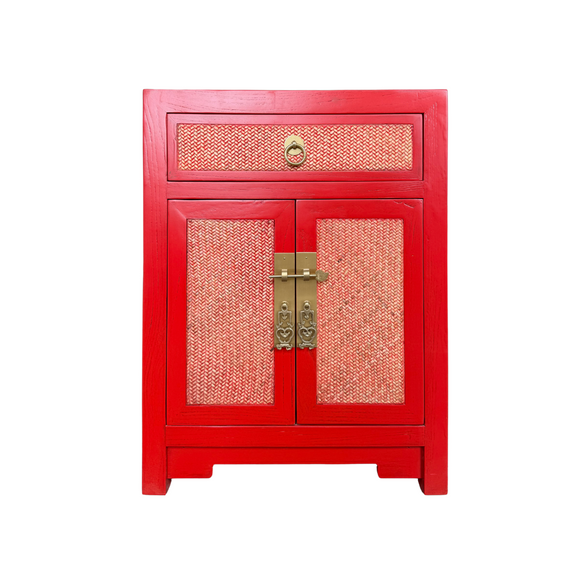 CABINET RATTAN 1DW2DR RED WASH MQZ-302