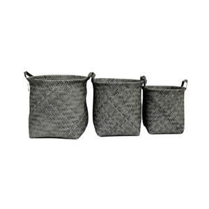 STORAGE BASKET ROUND  S/3 SYN GREY