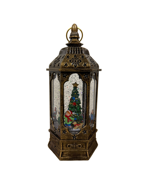 LANTERN SNOWGLOBE XMAS TREE 25CM