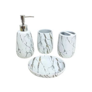 BATH ROOM SET OF 4 MARBLE WHITE