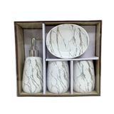 BATH ROOM SET OF 4 MARBLE WHITE