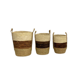 STORAGE BASKET ROUND S/3 MULTI WEAVE