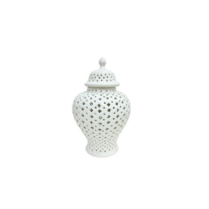 CUTWORK TEMPLE JAR WHITE S