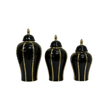 TEMPLE JAR BLACK GOLD STRIPS S