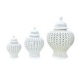 CUTWORK TEMPLE JAR WHITE S