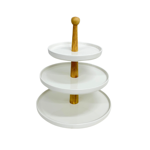 WHITE PORCELAIN SERVEWARE 3-TIER ROUND