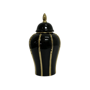 TEMPLE JAR BLACK GOLD STRIPS S