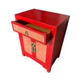 CABINET RATTAN 1DW2DR RED WASH MQZ-302
