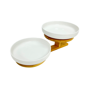 WHITE PORCELAIN SERVEWARE 2-STEPS ROUND