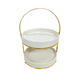 WHITE PORCELAIN SERVEWARE 2-TIER