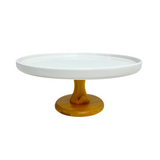 WHITE PORCELAIN CAKE STAND WITH GLASS LID
