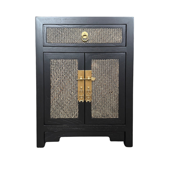 CABINET RATTAN 1DW2DR BLACK WASH MQZ-302