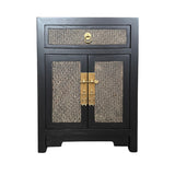 CABINET RATTAN 1DW2DR BLACK WASH MQZ-302