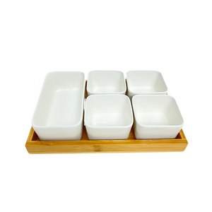 WHITE PORCELAIN SERVEWARE SET OF 6