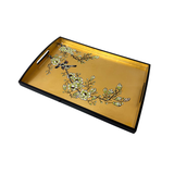 LACQUER RECT TRAY FLEUR GOLD (M)