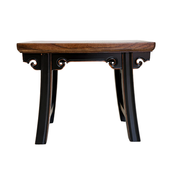 STOOL MING CARVED BLACK MZ-35