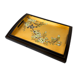 LACQUER RECT TRAY FLEUR GOLD (S)