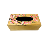 LACQUER TISSUE BOX CHERRY BLOSSOM GOLD