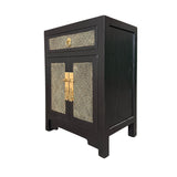 CABINET RATTAN 1DW2DR BLACK WASH MQZ-302