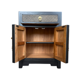 CABINET RATTAN 1DW2DR BLACK WASH MQZ-302