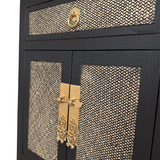 CABINET RATTAN 1DW2DR BLACK WASH MQZ-302