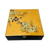 LACQUER TEABOX 30X30CM FLEUR GOLD