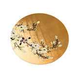 LACQUER ROUND PLATE 45CM FLEUR GOLD