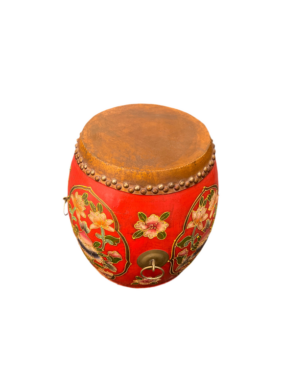 TIBETAN DRUM STOOL MINI RED