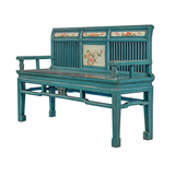 BENCH LATTICE WITH FLEUR TURQUOISE X-36