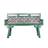 BENCH WITH CARVING RUSTIC GREEN X-44