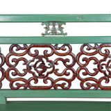 BENCH WITH CARVING RUSTIC GREEN X-44