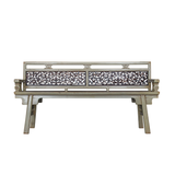 BENCH WITH CARVING RUSTIC WHITE X-43