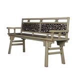 BENCH WITH CARVING RUSTIC WHITE X-43