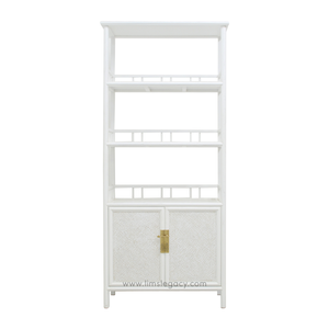 BOOKSHELF RATTAN 3L2DR WHITE WASH MQZ-55