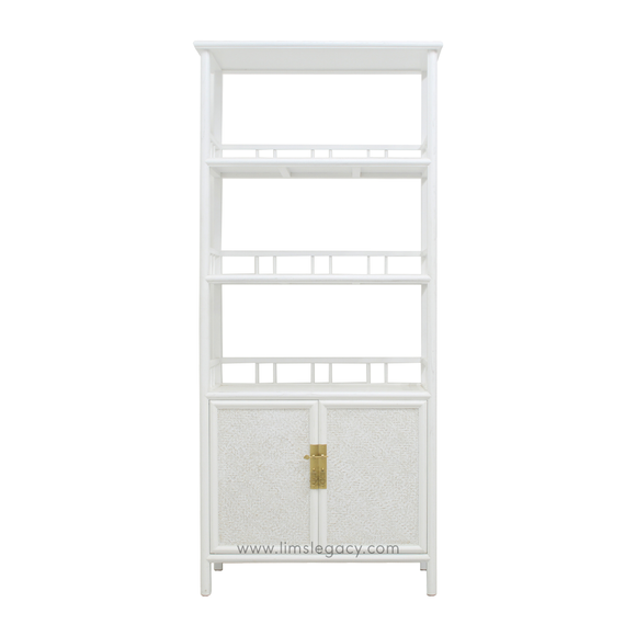 BOOKSHELF RATTAN 3L2DR WHITE WASH MQZ-55