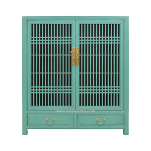 CABINET LATTICE 2DW2DR TURQUOISE WASH MQZ-35