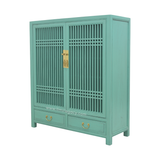 CABINET LATTICE 2DW2DR TURQUOISE WASH MQZ-35