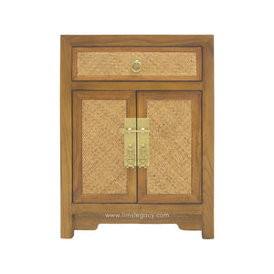 CABINET RATTAN 1DW2DR LIGHT WOOD MQZ-302