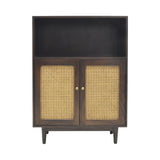 CABINET RATTAN HEX 1L2DR DARK WOOD